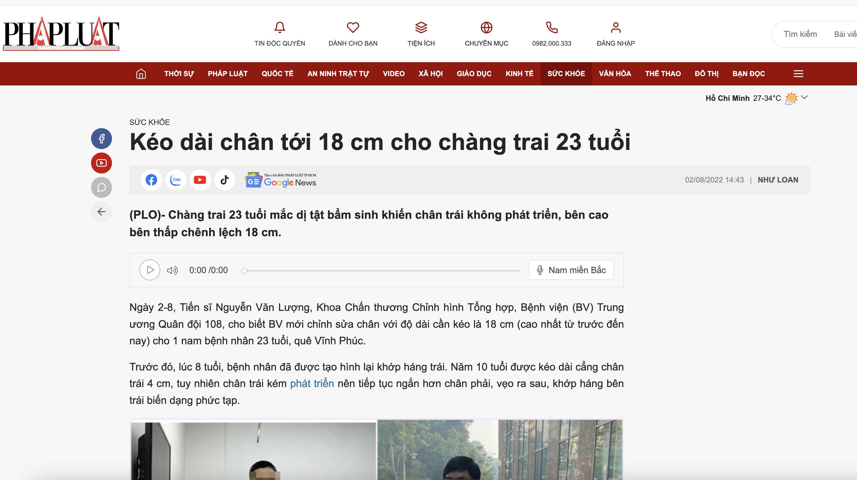 Báo Pháp Luật đưa tin về Dr Lượng